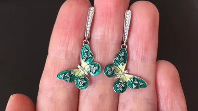 Серебряные серьги-бабочки с цветной эмалью | SilverDreams