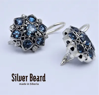 Серьги с топазом в серебре | Silver Beard