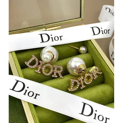 Серьги Dior Tribales Металл с отделкой бронзового цвета и бусины из смолы  серого цвета | DIOR