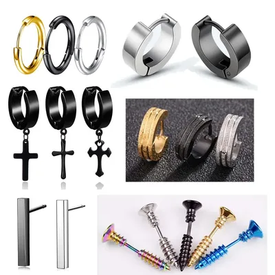Современные золотые серьги для женщин и мужчин, серьги-кольца, мужские  ювелирные изделия, маленькие серьги для пирсинга, модные новые золотые,  черные, серебряные кольца 2022 | AliExpress