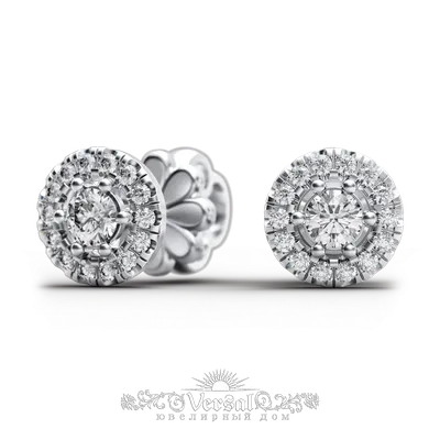 Серьги-гвоздики из белого золота с черными бриллиантами 0,3 карат - купить  по цене 33170 руб . в интернет-магазине goldax.ru