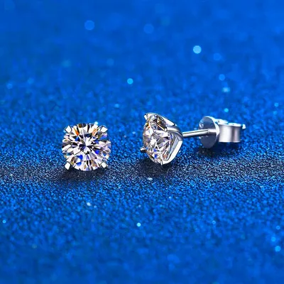 Серьги-гвоздики из серебра 0,4 пробы с бриллиантами, 925-4 карат |  AliExpress