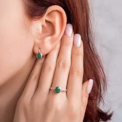 Серьги женские из серебра 925 пробы, с натуральным изумрудом | AliExpress