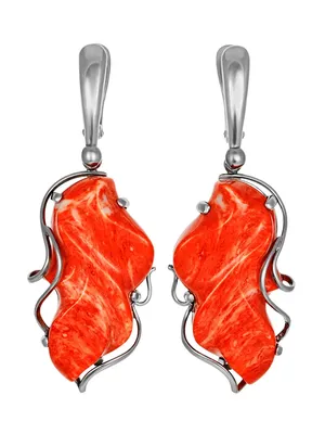 Эффектные яркие серьги из серебра и коралла «Серенада» в интернет-магазине  янтаря