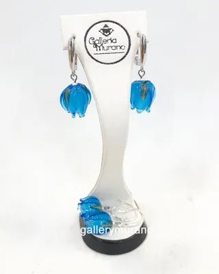 Серьги \"Голубые бутоны\" из муранского стекла в интернет-магазине Gallery  Murano по цене 4 200.00 р.