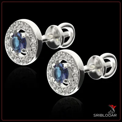 Купить серебряные серьги пусеты «Самиено» на закрутке - интернет магазин  SRIBLODAR™