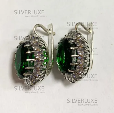 Серьги серебряные с зеленым камнем артикул: 6816/7 - купить в  интернет-магазине Silver Luxe по доступной цене