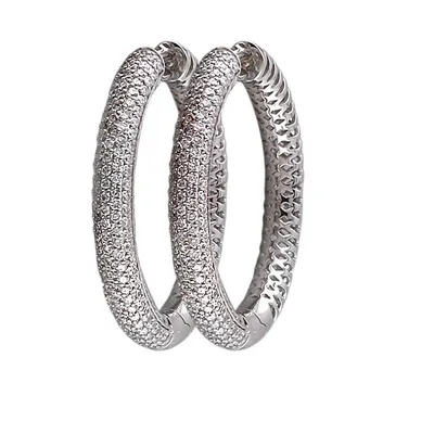 Серьги-кольца из белого золота с бриллиантами, артикул: E2149-1001 купить в  Красноярске | Ремикс