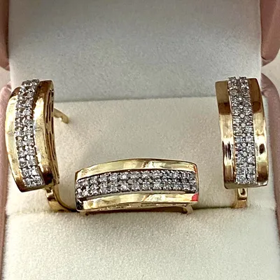 Золотые серьги-кольца с бриллиантами (арт. С011559010) купить в  интернет-магазине \"Столичная Ювелирная Фабрика™\", цена, фото,  характеристики, отзывы.