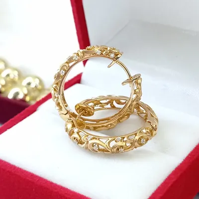 SU)Женские серьги-кольца с бриллиантами, блестящие круглые синтетические  серьги с бриллиантами, подарок – купить по низким ценам в интернет-магазине  Joom