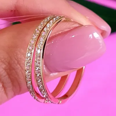ᐉ Серьги кольца Хuping Jewelry с камнями гладкими 4 см Серебристый