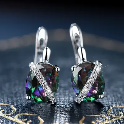 Золотые серьги-кольца с фианитами. Артикул: 002983 - OLIVA Jewels