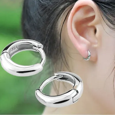 Серьги-кольца из полированного серебра 925 пробы, гипоаллергенные серьги,  корейские женские модели, милые глянце… | Серьги-кольца, Ушные украшения,  Маленькие серьги
