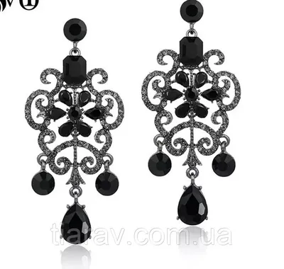 Серьги люстры, бижутерия, чёрные серьги (ID#1118574390), цена: 300 ₴,  купить на Prom.ua