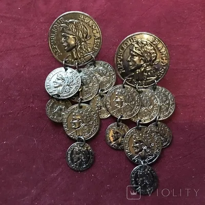 Серебряные серьги Монеты - Малахит, Оникс, Бирюза, Корал — Manika