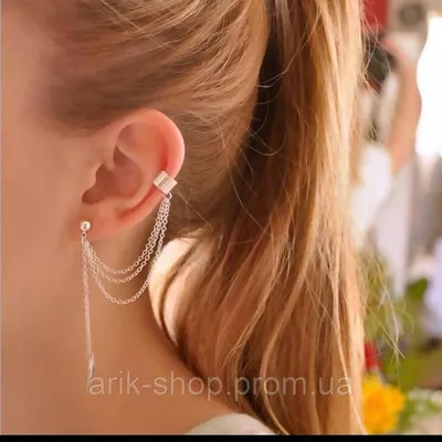 Серебряные серьги вдоль мочки уха «Перья» в магазине «Серебряные украшения  StuffLand» на Ламбада-маркете