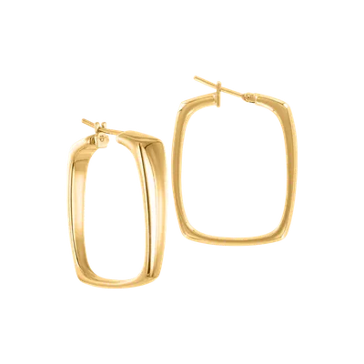 Серьги :: Серьги из золота :: Крупные геометричные золотые серьги с  нано-гранатами