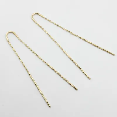 Золотые серьги женские 585 пробы с бриллиантами длинные серьги протяжки  продевки - купить с доставкой по выгодным ценам в интернет-магазине OZON  (364408717)