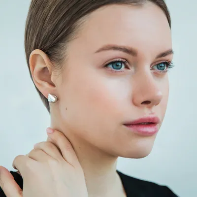 Серьги мятые пусеты - Verdemina Jewelry