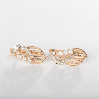 Золотые сережки с алмазной гранью. Артикул: 470308 - OLIVA Jewels