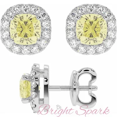 Серьги с желтыми камнями в обрамлении белых Carol на 2,5 кар – купить по  отличной цене в интернет-магазине Bright Spark