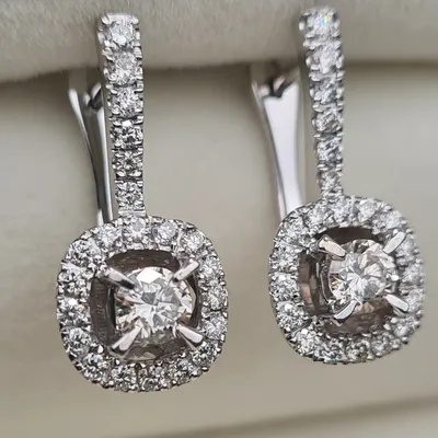 Золотые серьги с бриллиантами 1.02Ct VS2-SI1/K, VG-Cut (id 96417625),  купить в Казахстане, цена на Satu.kz