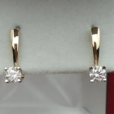 Золотые серьги с бриллиантами 0.36Ct SI1/G: продажа, цена в Астане. Золотые  серьги от \"Ювелирный магазин www.deimantas.kz\" - 72154037