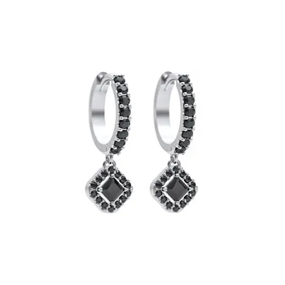 Серьги пусеты-гвоздики из белого золота Vesna jewelry 4121-256-02-00 с черными  бриллиантами — купить в AllTime.ru — фото