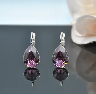 Серьги с кристаллами Swarovski 10 мм купить по цене 1093 ₽ в  интернет-магазине KazanExpress