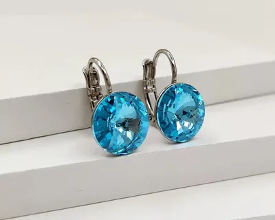 Серьги из серебра с кристаллами Swarovski родированные: 925 пробы с-017-001  — купить в ювелирном интернет-магазине «Серебро России»