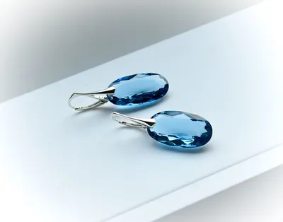 Серебряные серьги с топазом London blue купить в Германии по выгодной цене!