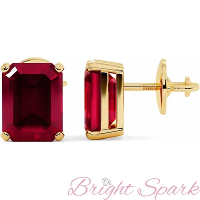 Золотые серьги с рубинами изумрудной огранки Faith 8 карат – купить по  отличной цене в интернет-магазине Bright Spark