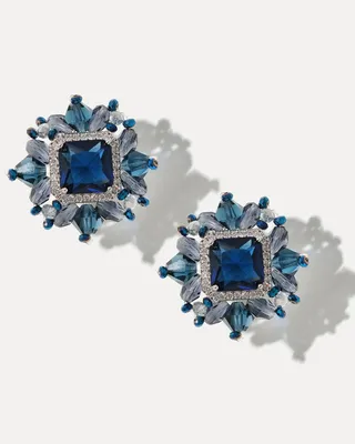 Купить Комплект бижутерии Veli (кольцо + серьги) с синим камнем в позолоте  Принцессы Дианы 155017 - Интернет-магазин Boutiquetoyou.com.ua