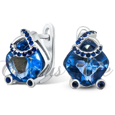 Серьги с голубым камнем \"Ocean\" купить по цене 99 ₽ в интернет-магазине  KazanExpress