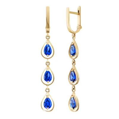 Серьги бижутерия с синим камнем модные красивые Дубайское золото 178805336  купить за 456 ₽ в интернет-магазине Wildberries