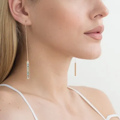 Серьги-цепочки золочёные Sticks Crystals Chain Earrings Gold