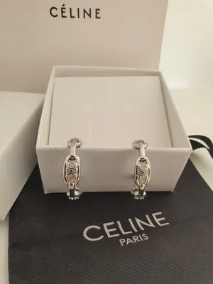 Серьги в стиле CELINE не замкнутый круг под серебро с логотипом CELINE  клеймо в брендовой упаковке Селин - купить с доставкой по выгодным ценам в  интернет-магазине OZON (950504863)