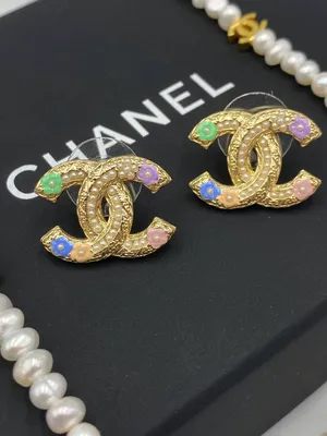 Золотые серьги с бриллиантами в стиле Chanel 2121502