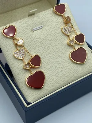 Золотые серьги с бриллиантами в стиле Chopard на заказ