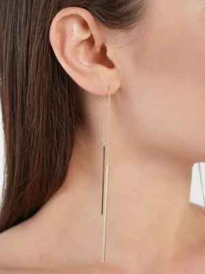 Серьги-цепочки золочёные Sticks Crystals Chain Earrings Gold