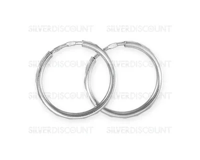Миниатюрные серьги кольцами с алмазной огранкой, 1,6 см купить на  SilverDiscount.ru