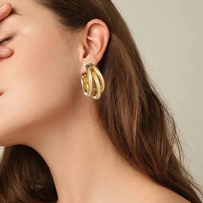 Золотые Большие серьги-кольца, корейские геометрические металлические золотые  серьги для женщин, женские висячие серьги в стиле ретро, Модная бижутерия  2021 | AliExpress