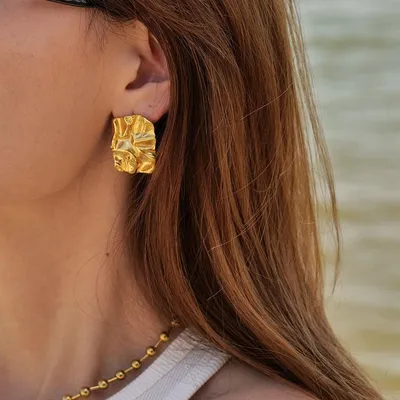Необычные золотые большие серьги с геометрическим узором, роскошные  квадратные серьги для женщин – лучшие товары в онлайн-магазине Джум Гик