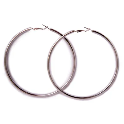 Тонкие серьги-кольца Серебристый Ювелирный сплав купить в интернет магазине  Kalinka
