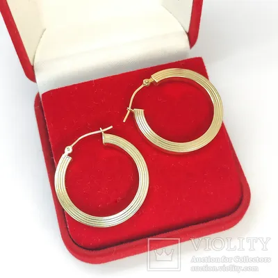 Позолоченые серьги кольца с камнями | Ювелирный интернет магазин «Взлате»