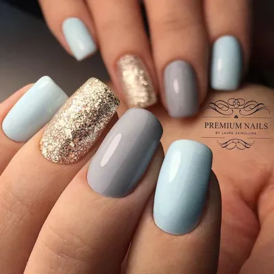 Голубой маникюр: 100 фото с модными идеями | Nails, Square acrylic nails,  Gel nails