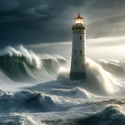 Высокий маяк освещает северное море…» — создано в Шедевруме