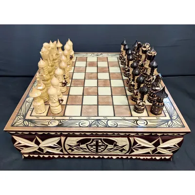 Шахматы деревянные резные ручной работы Геометрия, доска 50х50 см., шахматы  подарочные большие, подарок мужчине, настольная игра для мужа, игРай -  купить с доставкой по выгодным ценам в интернет-магазине OZON (806017691)