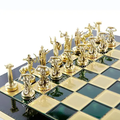 Подарочные шахматы ручной работы \"Битва Титанов\" купить в Москве  MP-S-18-36-GRE