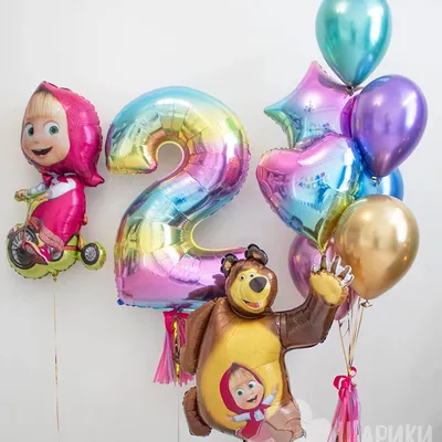 Фонтан гелиевых шаров на детский праздник с Машей и Медведем — купить в  Москве по выгодной цене